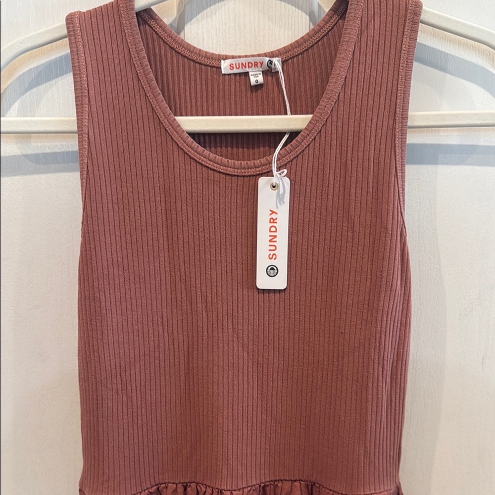 Sundry Terracotta Ribbed Dress - Picture 3 of 6
